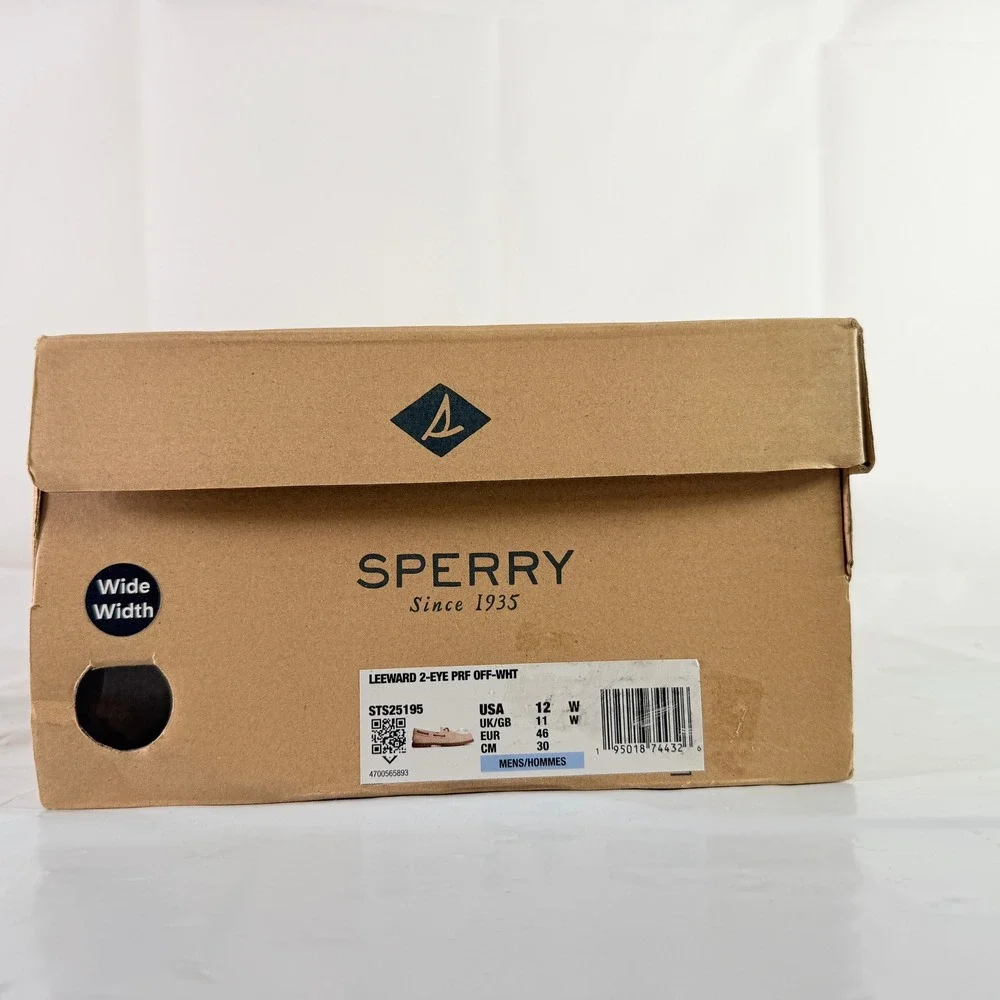 Sperry‎ Top-Sider Ward 2-Eye Perforated Men's Boat Shoes Off-White Size 12W New